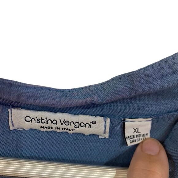 Cristina vergani made in Italy linen blend XL blue ruffled layered lagen  look c - Picture 5 of 7